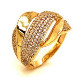Anillo con circones en oro amarillo 10kt. - DGjoyeros