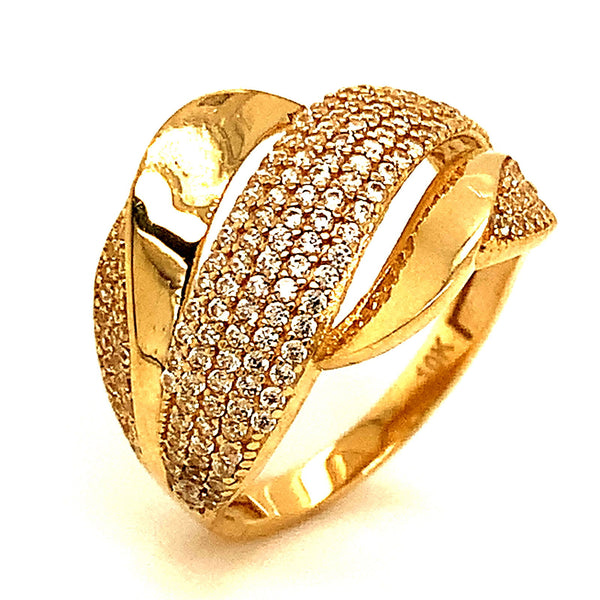 Anillo con circones en oro amarillo 10kt. - DGjoyeros