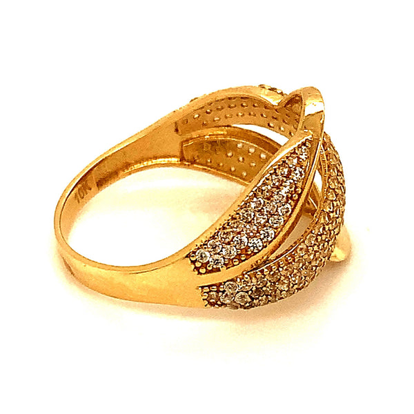 Anillo con circones en oro amarillo 10kt. - DGjoyeros