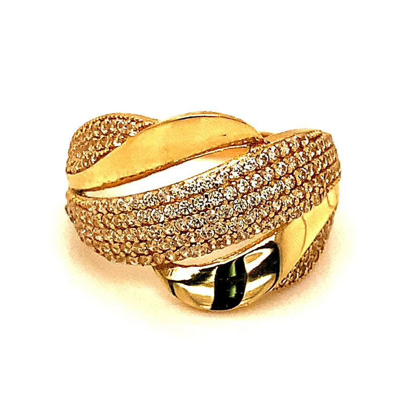 Anillo con circones en oro amarillo 10kt. - DGjoyeros