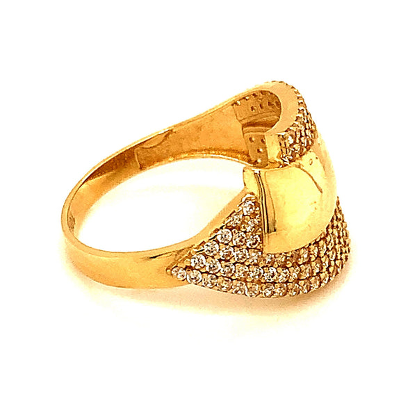 Anillo con circones en oro amarillo 10kt. - DGjoyeros