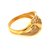 Anillo con circones en oro amarillo 10kt. - DGjoyeros