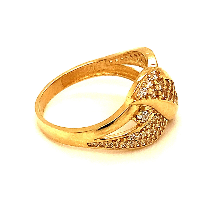 Anillo con circones en oro amarillo 10kt. - DGjoyeros