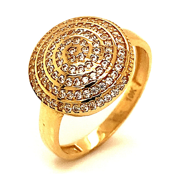 Anillo con circones en oro amarillo 10kt. - DGjoyeros