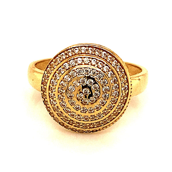 Anillo con circones en oro amarillo 10kt. - DGjoyeros