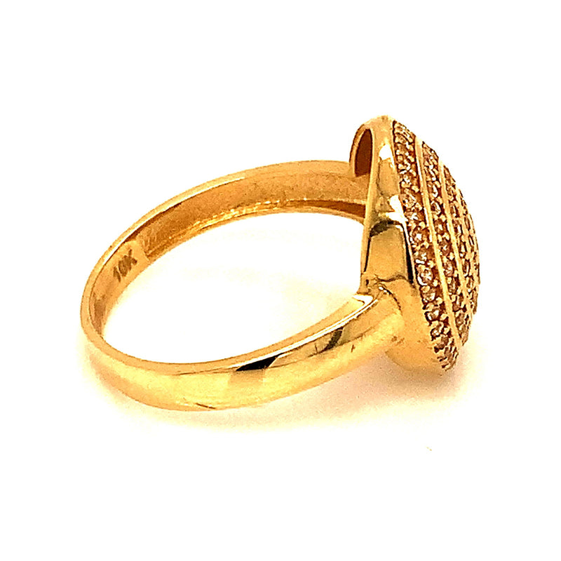Anillo con circones en oro amarillo 10kt. - DGjoyeros