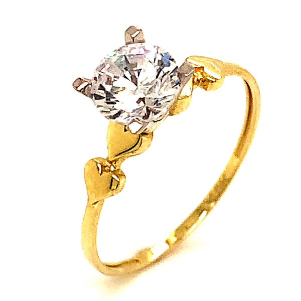 Anillo con circones en oro amarillo 10kt. - DGjoyeros