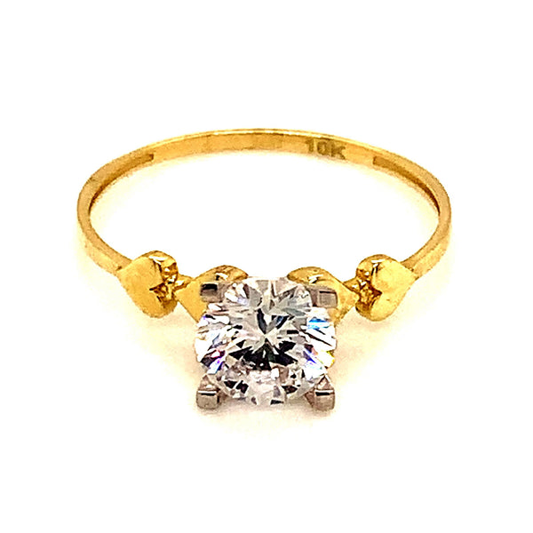 Anillo con circones en oro amarillo 10kt. - DGjoyeros