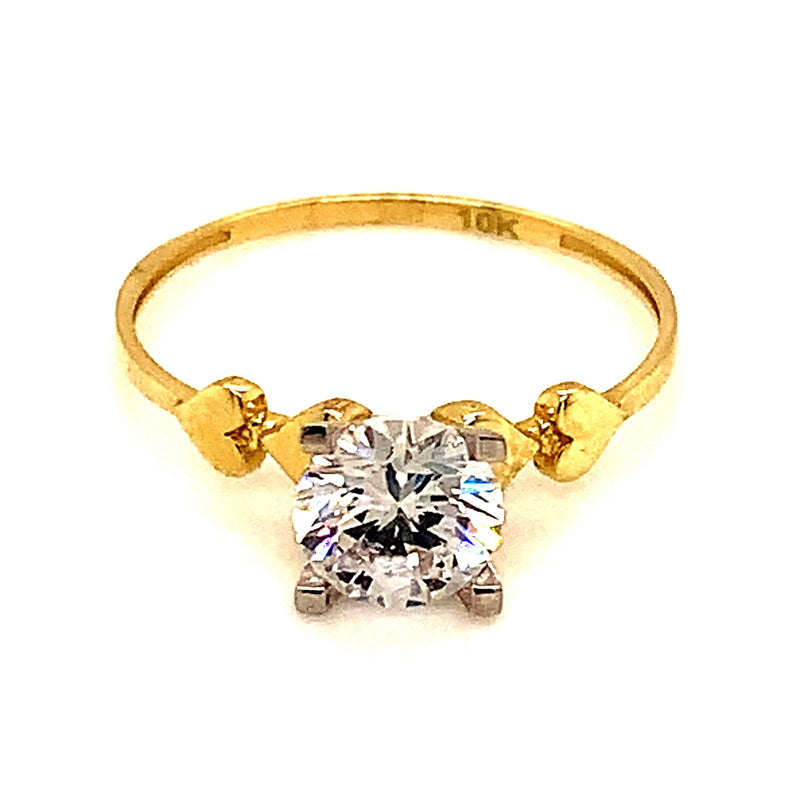 Anillo con circones en oro amarillo 10kt. - DGjoyeros