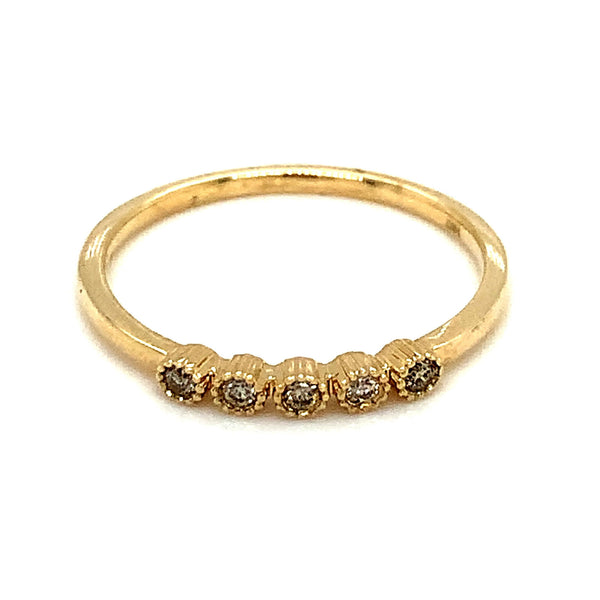 Anillo con diamantes en oro amarillo 14kt - DGjoyeros