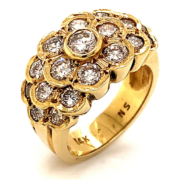 Anillo con diamantes en oro amarillo 14kt - DGjoyeros