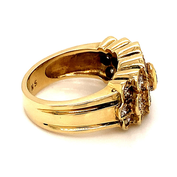 Anillo con diamantes en oro amarillo 14kt - DGjoyeros