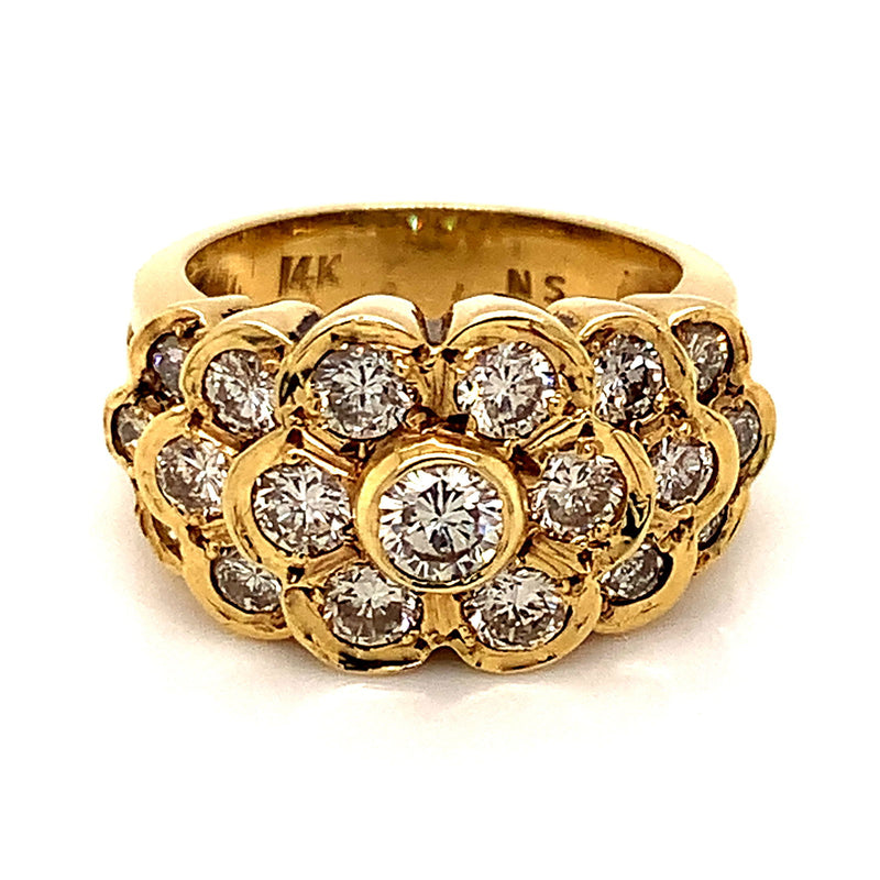 Anillo con diamantes en oro amarillo 14kt - DGjoyeros