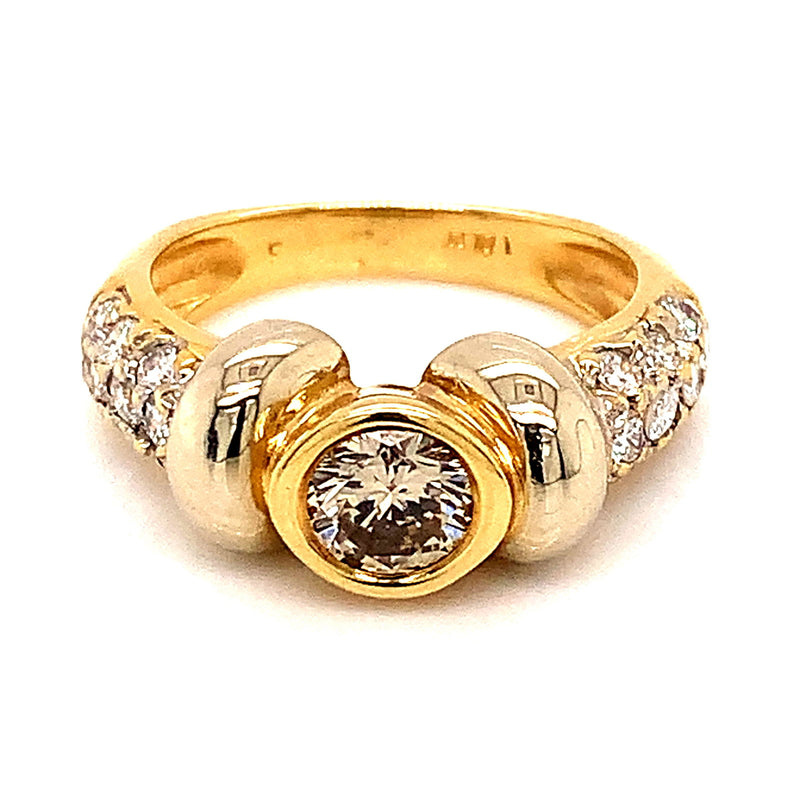 Anillo con diamantes en oro amarillo 14kt - DGjoyeros