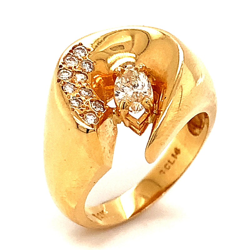 Anillo con diamantes en oro amarillo 14kt - DGjoyeros