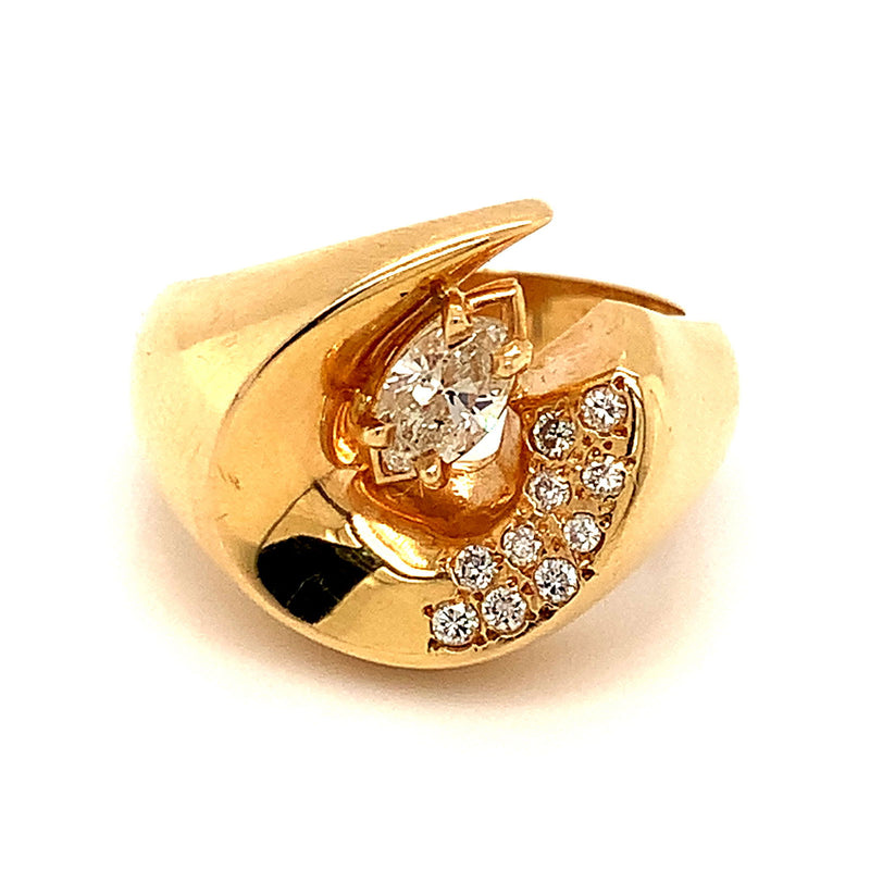 Anillo con diamantes en oro amarillo 14kt - DGjoyeros