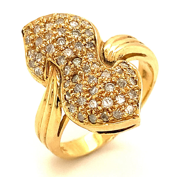 Anillo con diamantes en oro amarillo 14kt - DGjoyeros