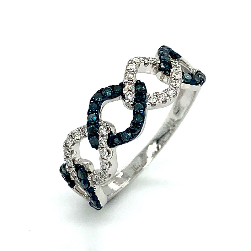 Anillo con diamantes en oro blanco 14k - DGjoyeros