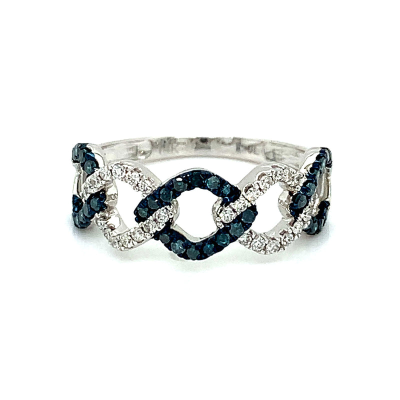 Anillo con diamantes en oro blanco 14k - DGjoyeros