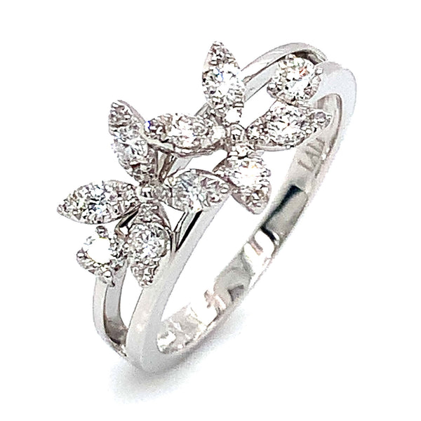 Anillo con diamantes en oro blanco 14k - DGjoyeros