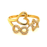 Anillo (corazón, infinito y estrella) con circones en oro amarillo 10kt. - DGjoyeros