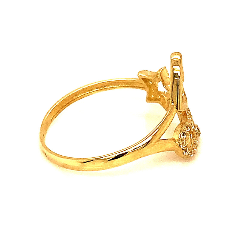 Anillo (corazón, infinito y estrella) con circones en oro amarillo 10kt. - DGjoyeros