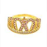 Anillo (corona) con circones en oro amarillo 10k - DGjoyeros