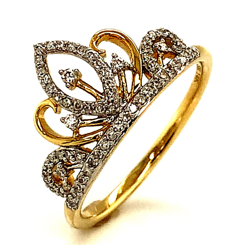 Anillo (corona) con diamantes en oro amarillo 14k Antes: $599.00 - DGjoyeros