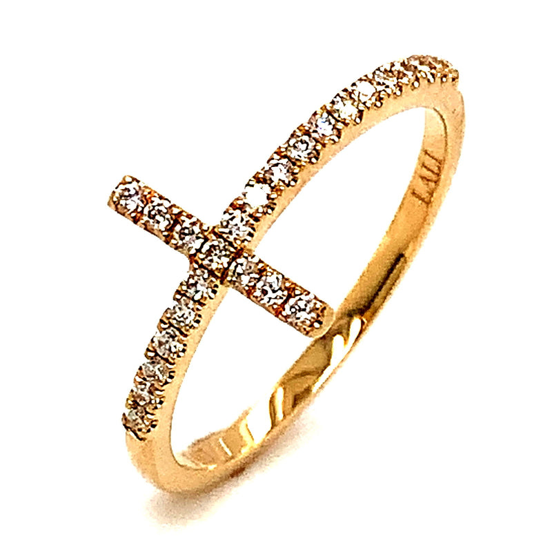 Anillo (cruz) con diamantes en oro amarillo 14kt - DGjoyeros