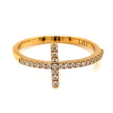 Anillo (cruz) con diamantes en oro amarillo 14kt - DGjoyeros