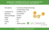 (LD) Aretes de bebé con diamantes de laboratorio en oro amarillo 14kt.