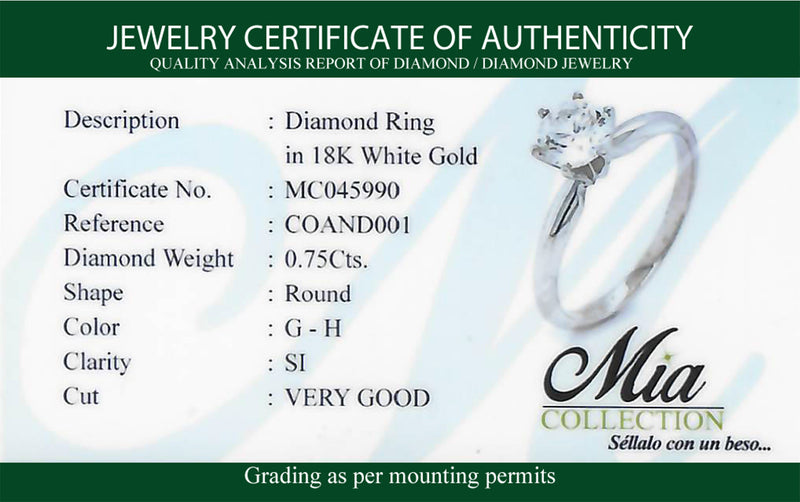 (MIA) Anillo con diamante en oro blanco 18kt.