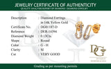 (ND) Aretes (imperdible) con diamantes en oro amarillo 14kt
