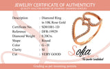 (SOFIA) Anillo (corazones) con diamantes en oro rosado 10k