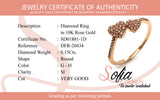 (SOFIA) Anillo (corazones) con diamantes en oro rosado 10k