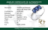 Anillo con zafiro y diamantes en oro blanco 14KT