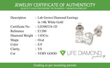 (LD) Aretes con diamantes de laboratorio en oro blanco 14kt. D-1.03Cts.