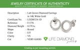 (LD) Aretes con diamantes de laboratorio en oro blanco 14kt. D-0.37Cts.