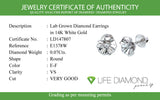 (LD) Aretes con diamantes de laboratorio en oro blanco 14kt. D-0.07Cts.