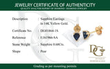 Aretes con zafiros en oro amarillo 14k