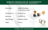 Aretes de zafiro en oro amarillo 14k
