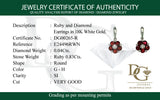 Aretes con rubí en oro blanco 18KT