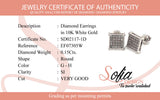 (SOFIA) Aretes (cuadrado) con diamantes en oro blanco 10kt