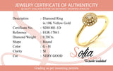 (SOFIA) Anillo con diamantes en oro amarillo 10kt. D-0.20CTS