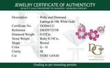 Aretes con rubí y diamantes en oro blanco 18KT