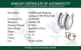 Aretes con zafiros y diamantes en oro blanco 18KT