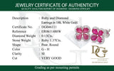 Aretes con rubí y diamantes en oro blanco 18KT