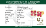 Aretes con rubí y diamantes en oro amarillo 18KT