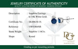 Aretes de zafiros en oro blanco 14k