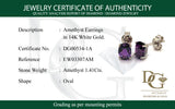 Aretes de amatista en oro blanco 14kt. AM-1.41CTS.
